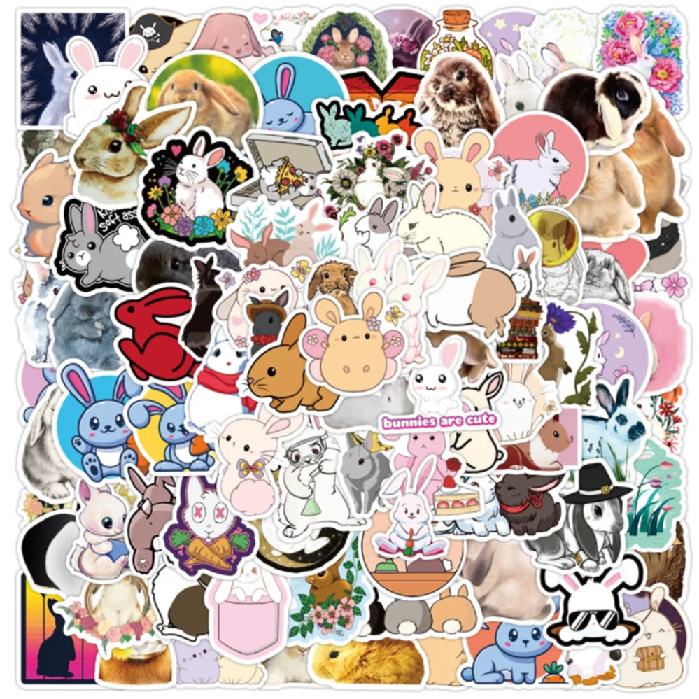 50PCS Cartoon Cute Rabbit Graffiti Stickers Scooter Notebook Scooter Guitar Waterproof Stickers Decorative Toys