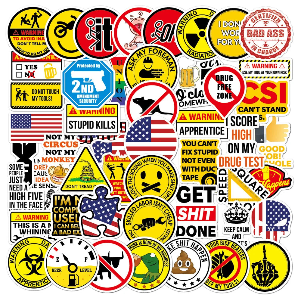 50PCS Helmet Sticker Motorcycle Helmet Toolbox Cartoon Graffiti Industrial Waterproof Sticker