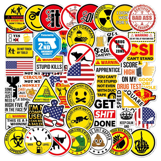 50PCS Helmet Sticker Motorcycle Helmet Toolbox Cartoon Graffiti Industrial Waterproof Sticker