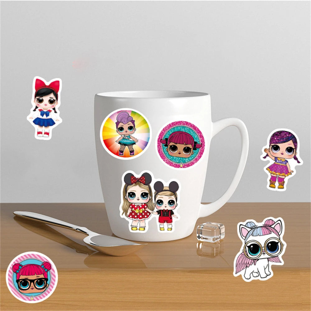 50PCS Cartoon Doll Graffiti Sticker Gift Skateboard Stationery Car Waterproof Children Stationery Sticker