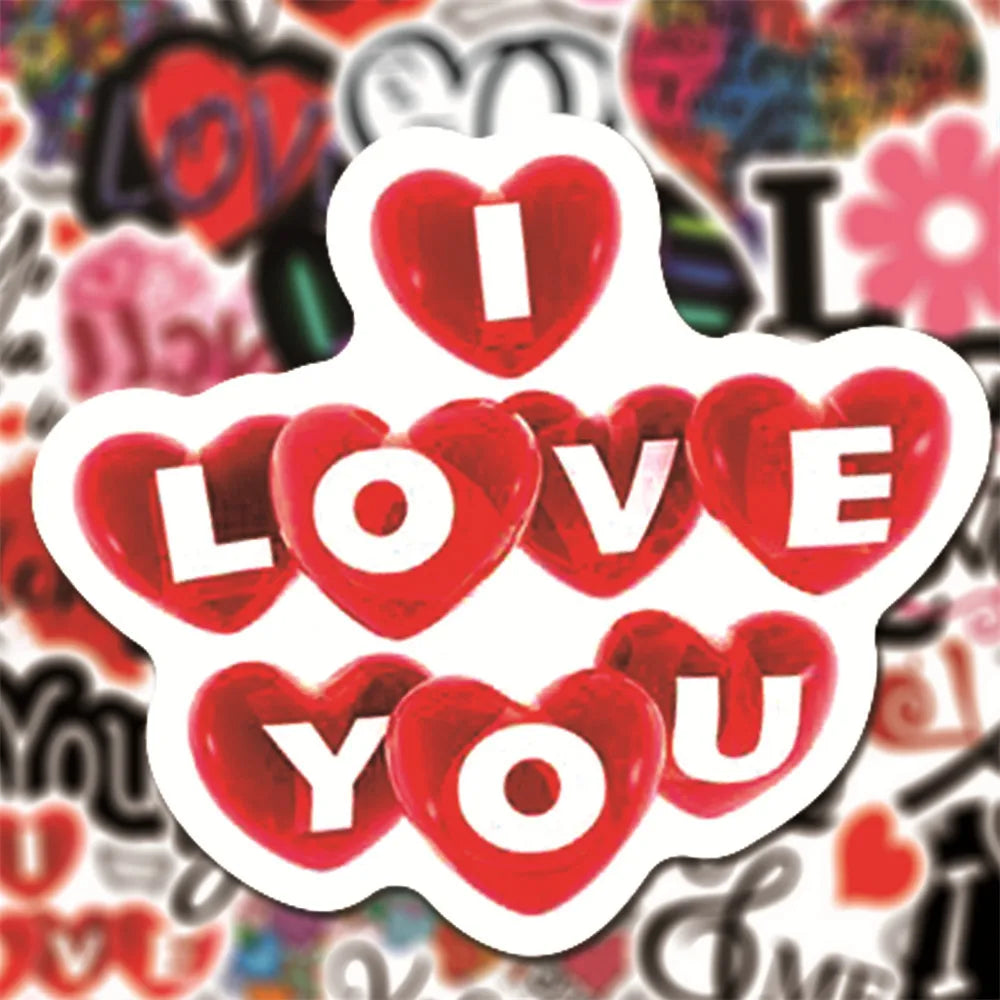 50PCS Valentine's Day Love Graffiti Waterproof Sticker Suitcase Notebook Skateboard Refrigerator Helmet Water Cup