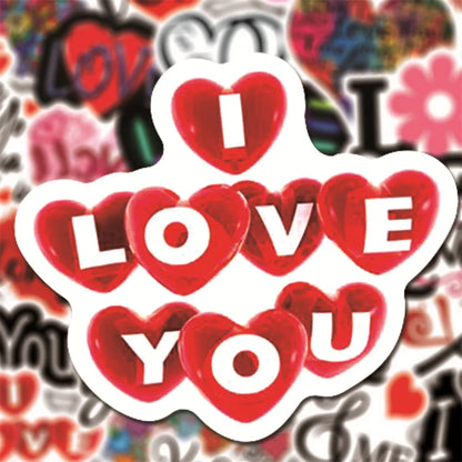 50PCS Valentine's Day Love Graffiti Waterproof Sticker Suitcase Notebook Skateboard Refrigerator Helmet Water Cup