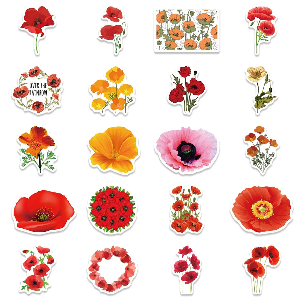 50PCS Cartoon Cherry Blossom Flowers Waterproof Graffiti Sticker Suitcase Notebook Mobile PhoneRefrigeratorHelmet