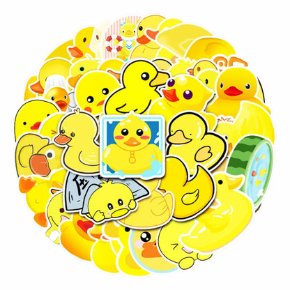 50 pieces of cute cartoon yellow duck decorative style graffiti stickers, personalized, fashionable and creative DIY exquisite decorative sticker cups, helmets, skateboard popular sticker toys