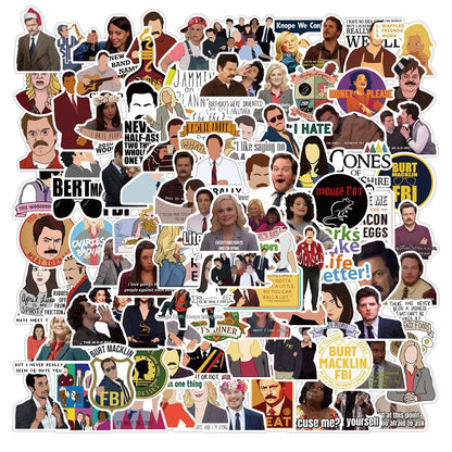 50PCS American Drama Park and Recreation Graffiti Waterproof Sticker Suitcase Notebook Mobile Phone Refrigerator