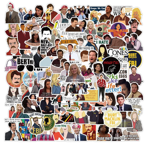 50PCS American Drama Park and Recreation Graffiti Waterproof Sticker Suitcase Notebook Mobile Phone Refrigerator