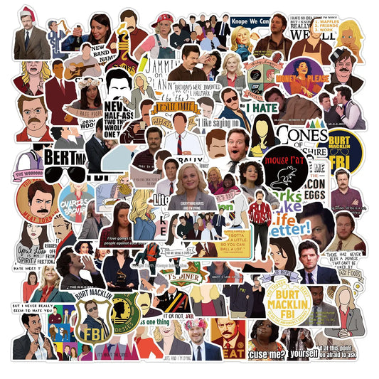 50PCS American Drama Park and Recreation Graffiti Waterproof Sticker Suitcase Notebook Mobile Phone Refrigerator