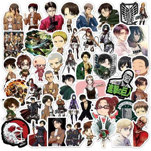 50PCS Anime Attacking Giant Graffiti Helmet Sticker Notebook Guitar Skateboard Mobile Toy Cartoon PVC Sticker