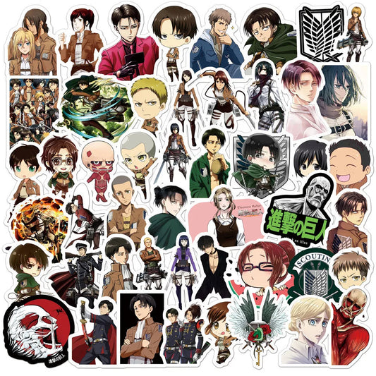 50PCS Anime Attacking Giant Graffiti Helmet Sticker Notebook Guitar Skateboard Mobile Toy Cartoon PVC Sticker