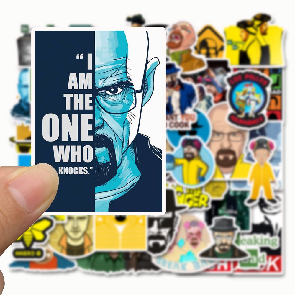 50PCS Breaking Bad Cartoon Character Stickers for Suitcases, Carry-Ons, Guitars, Skateboards, Stationery Boxes, and Desktop Decor