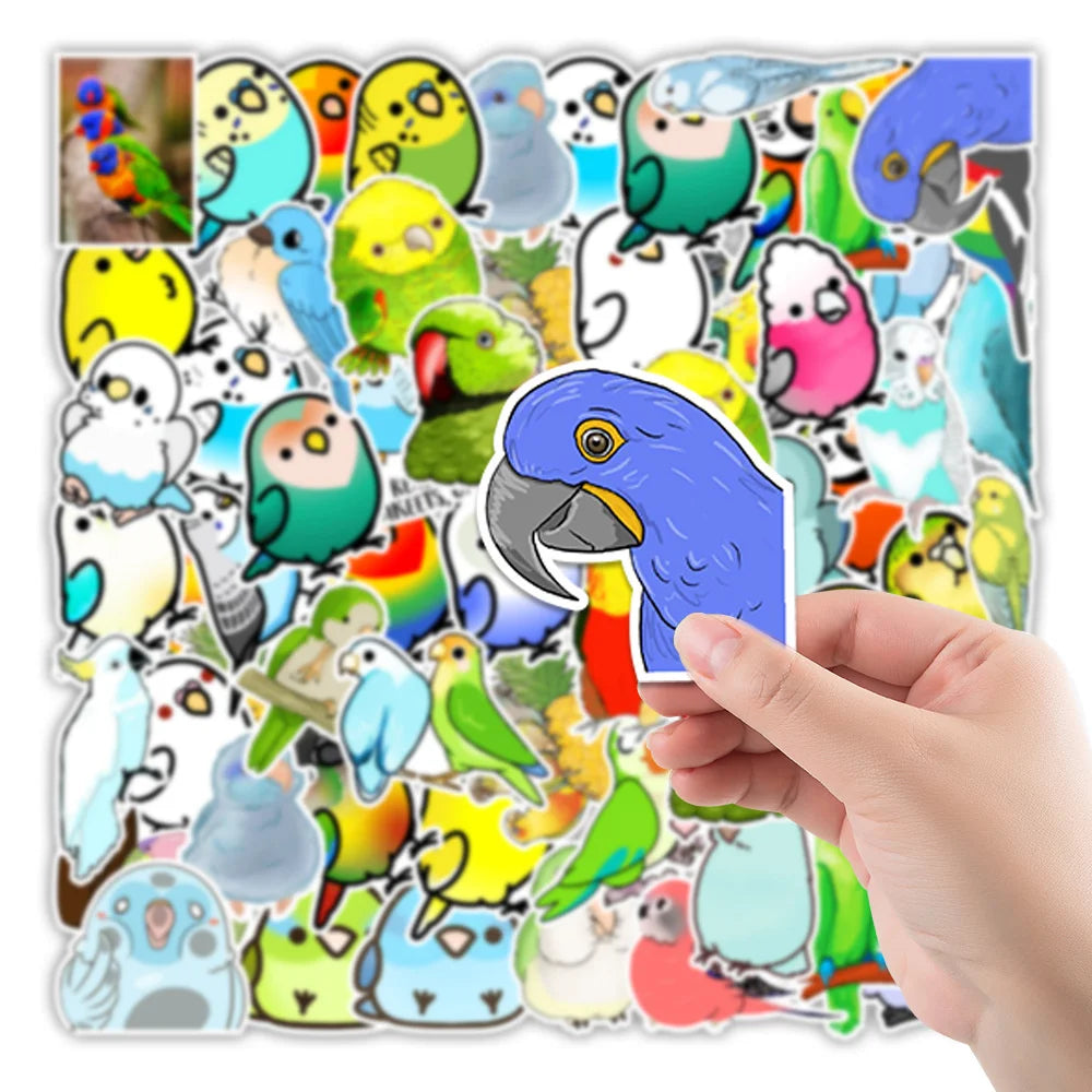 50PCS Color Bird Graffiti Stickers Mobile Phone Water Cup Computer Cartoon Creative Stickers