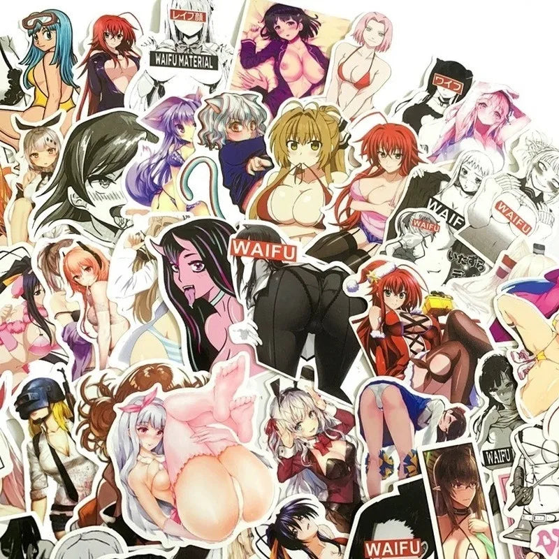 50PCS cartoon and Japanese anime rabbit sexy character decorative style graffiti stickers, personalized, fashionable, creative and trendy DIY exquisite decorative decal cups, helmets, skateboard popular sticker toys