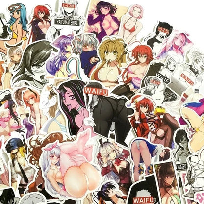 50PCS cartoon and Japanese anime rabbit sexy character decorative style graffiti stickers, personalized, fashionable, creative and trendy DIY exquisite decorative decal cups, helmets, skateboard popular sticker toys