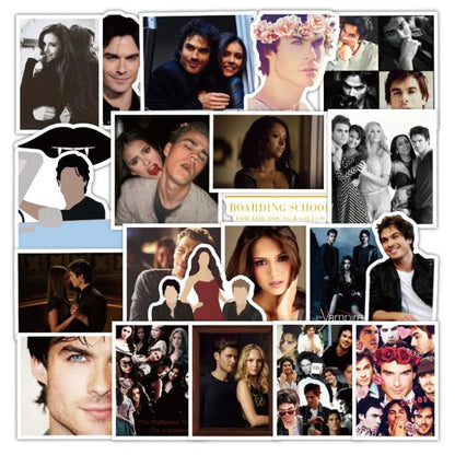 50PCS  Vampire Diaries character graffiti laptop luggage skateboard guitar waterproof sticker decoration