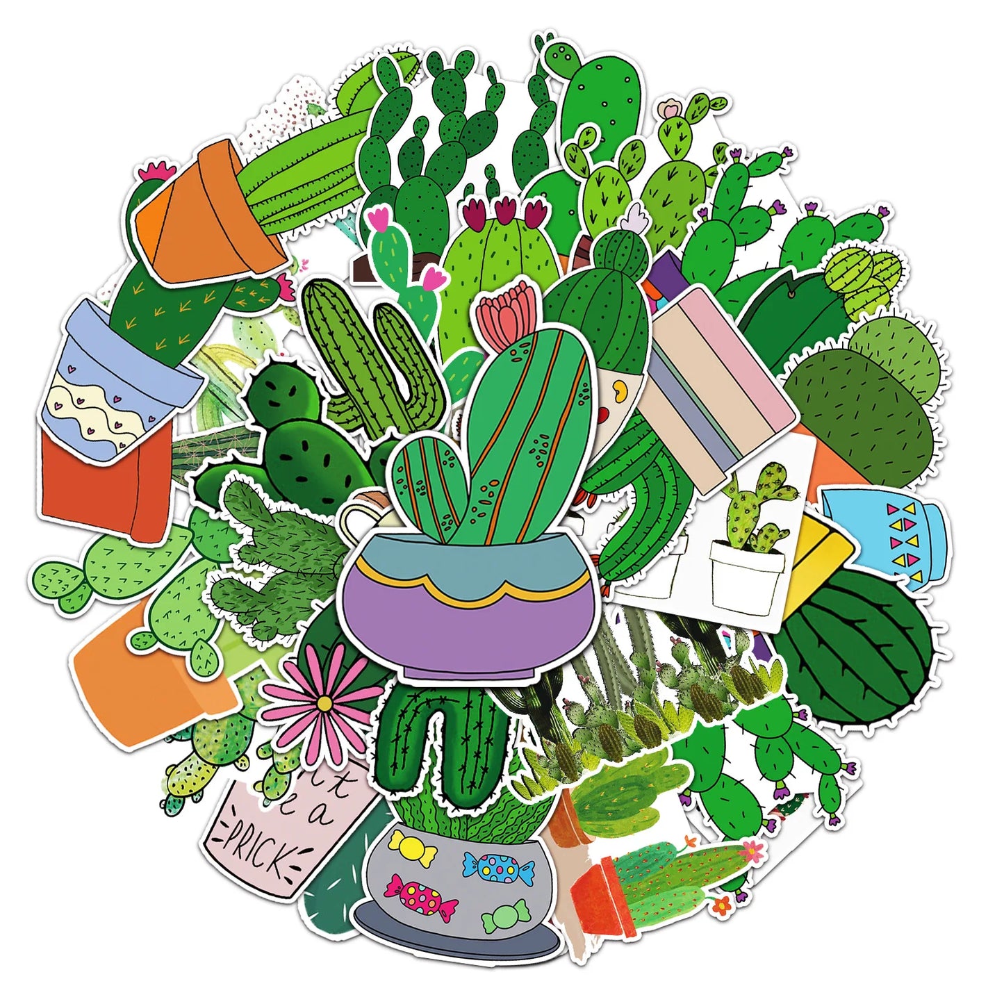 50pcs Popular Animation Cactus Graffiti Decoration Luggage Compartment Waterproof Sticker
