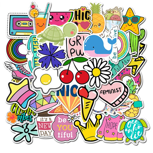 50PCS cartoon cute animal series diary doodle stickers, personalized DIY phone cases, laptop cases, suitcase decoration waterproof stickers toys