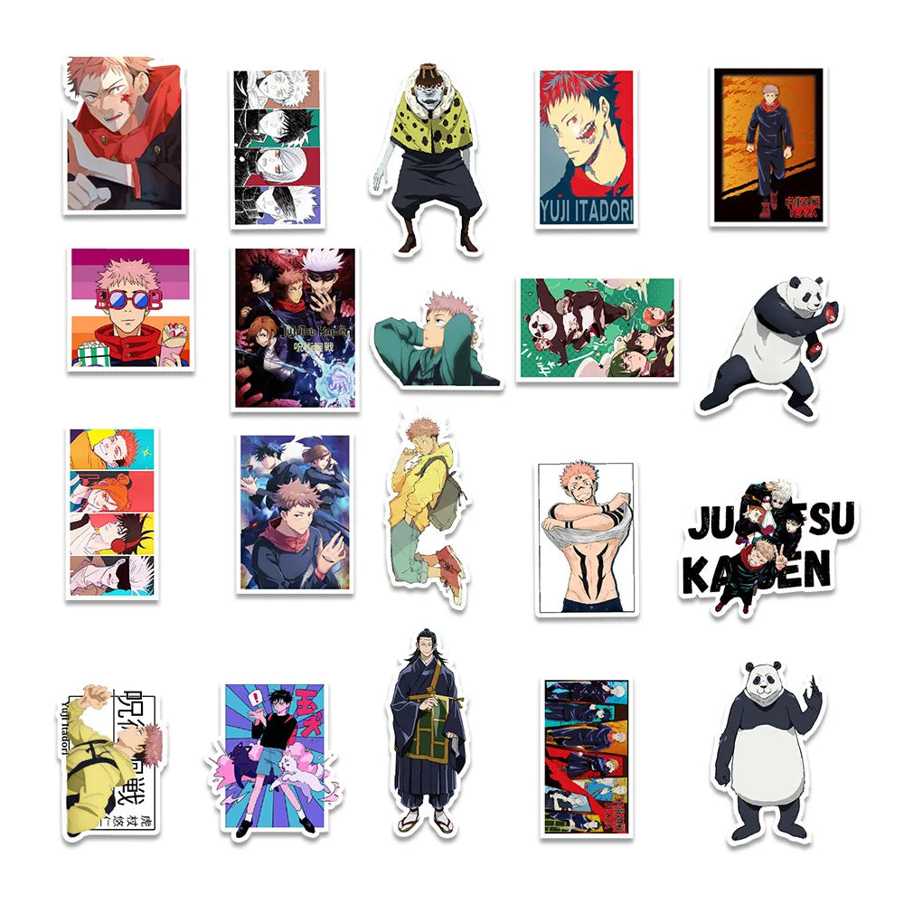 50PCS Japanese Anime Jujutsu Kaisen Cartoon Graffiti Stickers Skateboard Mobile Phone Decoration Waterproof Sticker Toy