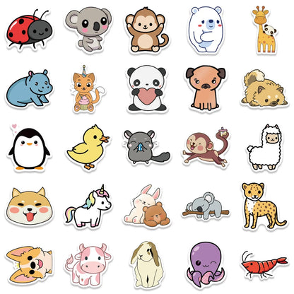 50PCS Cartoon Natural Animal Collection Waterproof Sticker Trunk Refrigerator Car iPad Stationery Box Decoration