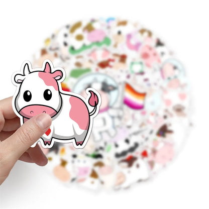 50PCS Cartoon Ins Wind Cute Cow Decoration Sticker Scooter Trunk Motorcycle Locomotive Car Sticker