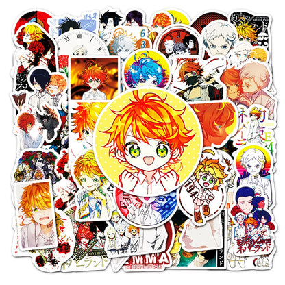 50PCS Anime promised Neverland Graffiti Laptop Skateboard Mobile Phone PVC Gift Toy Waterproof Sticker