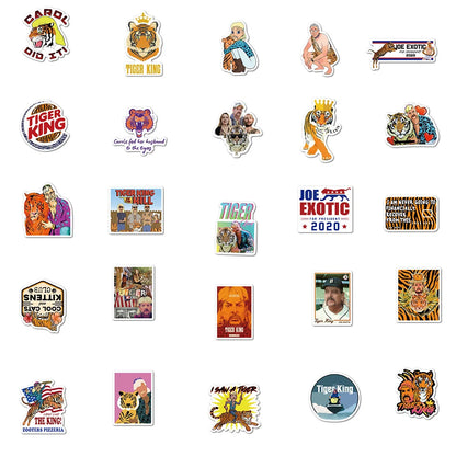 50PCS American Documentary Tiger Feeding Personalized Creative Decoration Graffiti Waterproof Sticker Skateboard