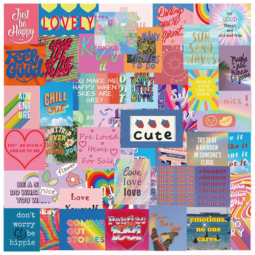 50PCSIns Wind English Text Hand Account Stickers Personalized Creative Graffiti Waterproof Decorative Stickers