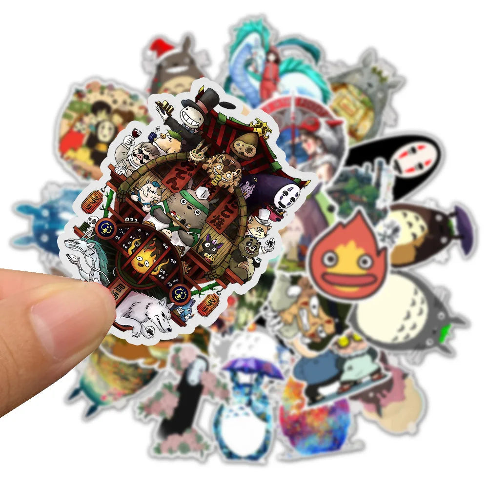 50PCS cartoon Totoro Spirited Away girl doodle stickers, personalized DIY skateboard luggage, guitar, phone case, laptop doodle waterproof decorative stickers toys