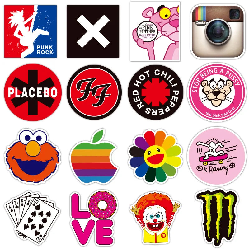 50PCS Tide Brand Sticker Classic LOGO Sticker Water Cup Luggage Notebook Refrigerator Sticker