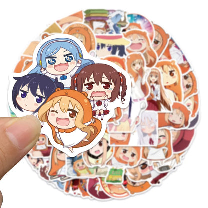 50PCS of cute cartoon and Japanese anime character doodle stickers in the style of the "sister-in-law Komori", personalized, fashionable and creative DIY exquisite decorative decal cups, helmets, and popular skateboard sticker toys