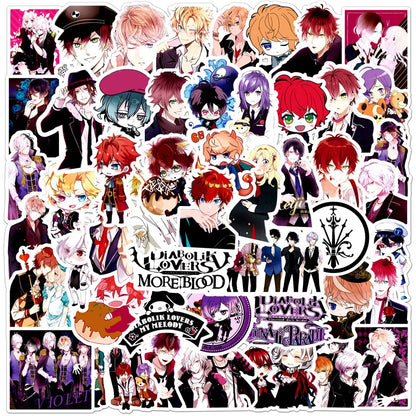 50PCS Diabolik Lovers Cartoon Graffiti Waterproof Sticker Trolley Case Notebook Car Refrigerator Helmet Water Cup