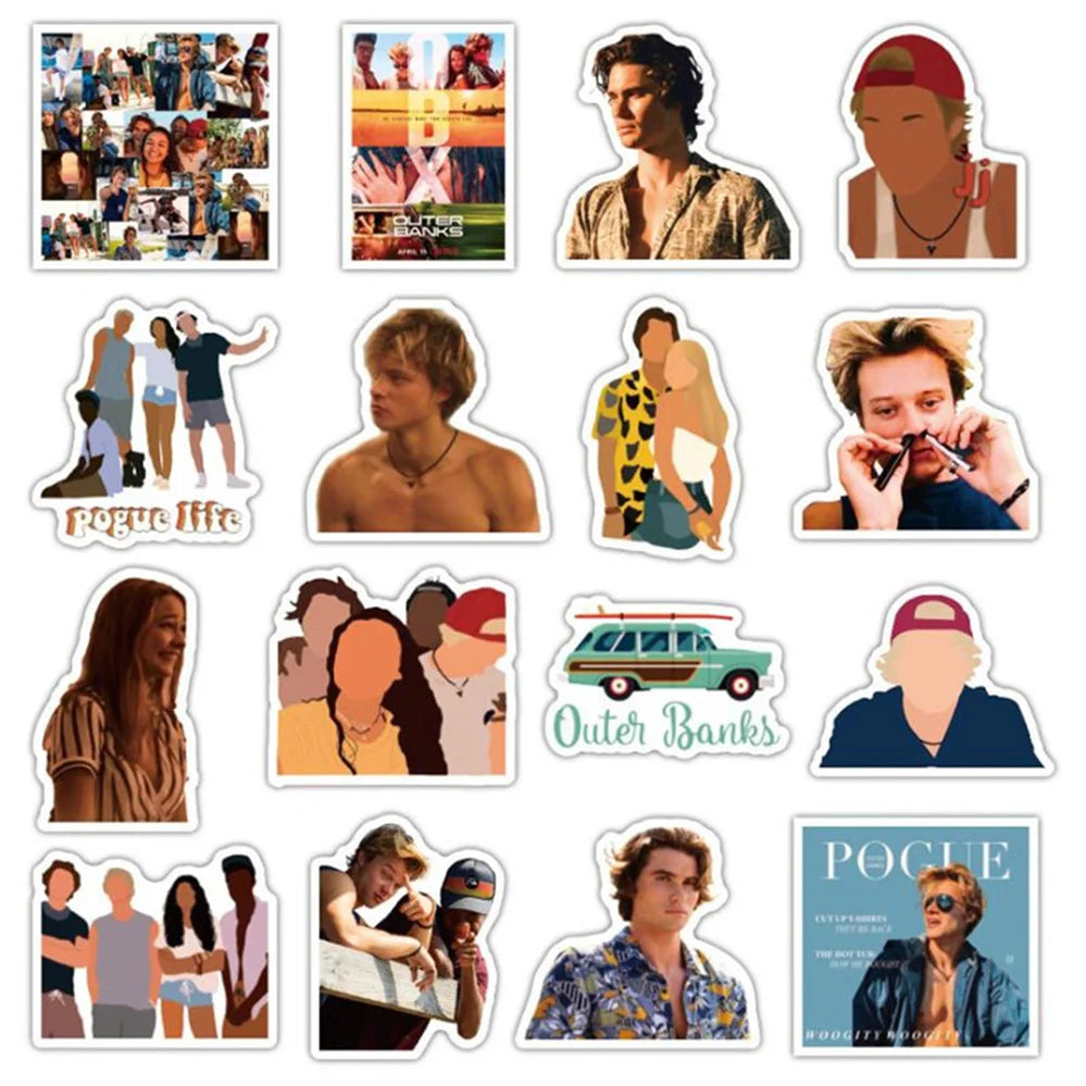 50PCS Cartoon Beach Character  Handsome Graffiti Stickers Personalized Fashion Creative Trend Beautifully Decorated Decals Toys Luggage Laptop IPad Popular Stickers