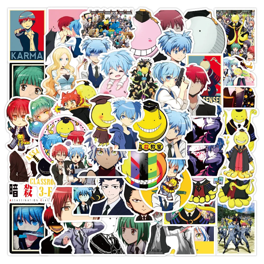 50PCS cartoon and anime assassination classroom graffiti stickers, personalized DIY luggage, laptop, scooter, water cup, waterproof decorative sticker toys