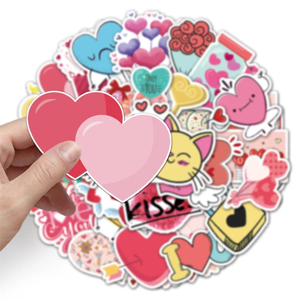 50PCS Cartoon Diy Valentine's Day Sweet Ins Wind Graffiti Stickers Laptop Luggage Creative Stickers