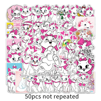 50PCS Mary Cat Cartoon Fashion Stickers Computer Mobile Phone Luggage Skateboard Stickers