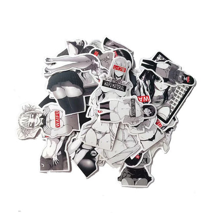 50PCS Matte Black and White Sexy Beauty Luggage Laptop Mobile Phone Graffiti Stickers Waterproof Stickers