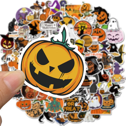 50PCS Cartoon cute Halloween horror Pumpkin fun series decorative style graffiti stickers, personalized, fashionable and creative trend DIY exquisite decorative decal cups, helmets, skateboard popular sticker toys