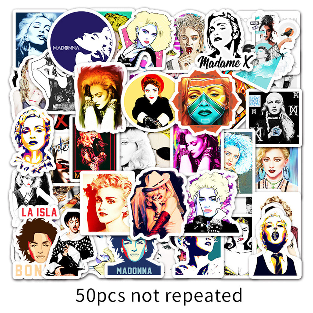 50 PCS Glamour Icon Stickers, Cute & Chic Celebrity Cartoon Doodles for Pop Culture Fans and Fashion Journals