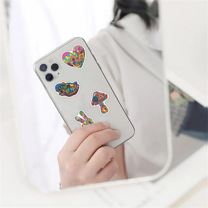 50PCS cartoon psychedelic hippie series graffiti stickers, personalized DIY phone cases, laptops, suitcases, skateboards, waterproof decorative stickers, toys