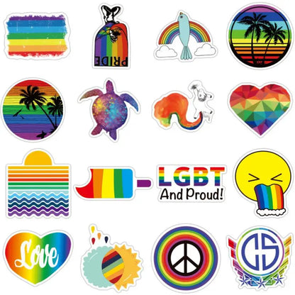 50PCS Rainbow Small Fresh Trolley Case Cute Waterproof Guitar Skateboard Graffiti Car Sticker
