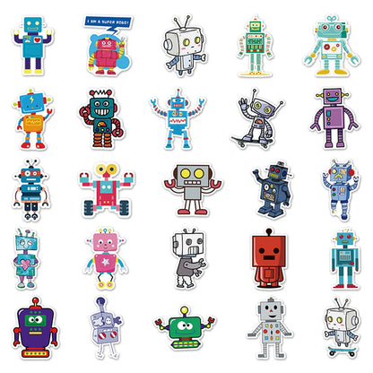 50PCS Robot Graffiti Stickers Cartoon Robot Stickers DIY Skateboard Water Cup Luggage Stickers