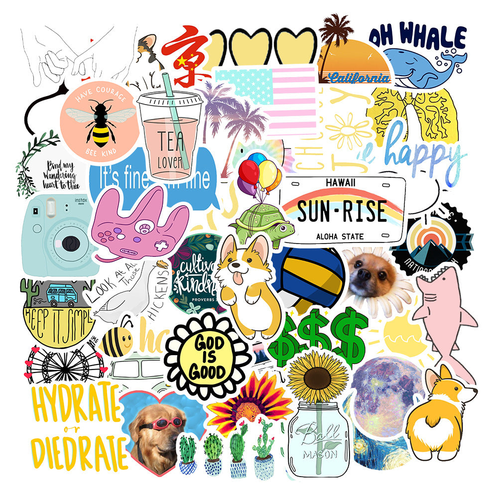 50PCS Aesthetic Sanitization Stickers - Cuteness Decontamination Decals for Overstimulation Management, Sensory Purification Journals & Digital Detox Visualization