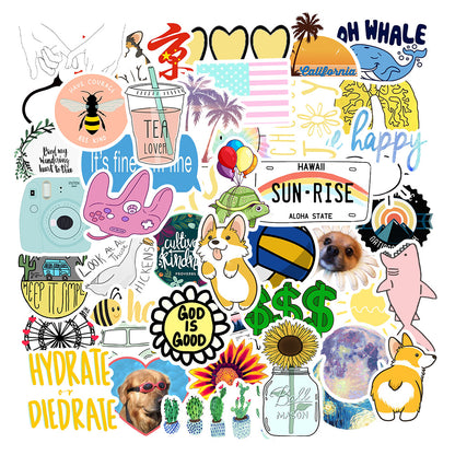 50PCS Aesthetic Sanitization Stickers - Cuteness Decontamination Decals for Overstimulation Management, Sensory Purification Journals & Digital Detox Visualization