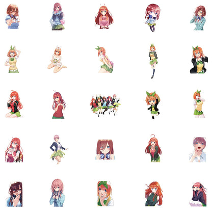 50pcs Japanese Anime Quintile Bride Graffiti Sticker DIY Guitar Luggage Star Anime Sticker Waterproof