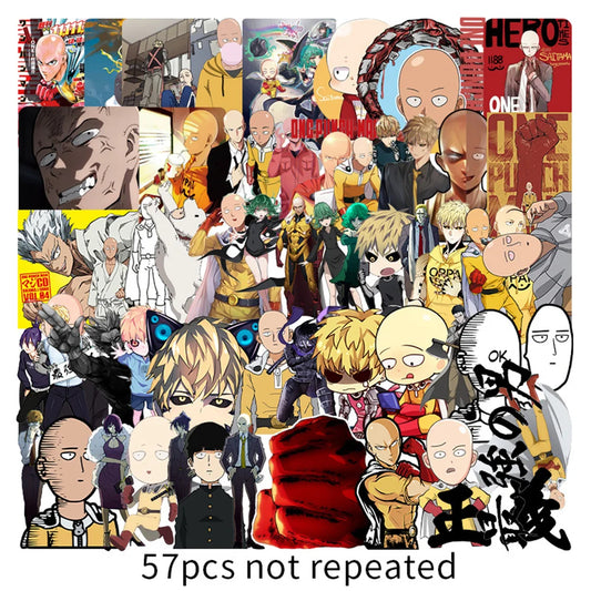 57PCS Cartoon Anime One Punch Superman Sticker Laptop Skateboard Guitar Waterproof Decorative Sticker