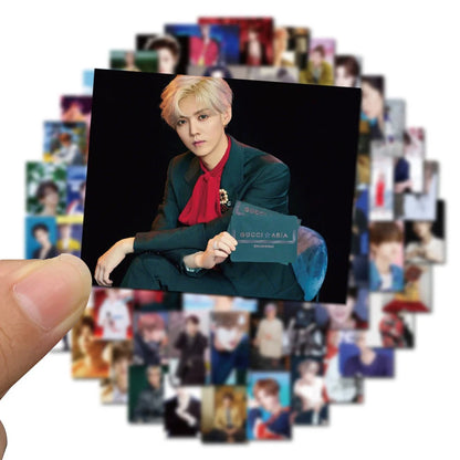 62PCS Popular Star Luhan Graffiti Stickers Personalized Creative Trend Decorative Stickers Suitcase Bike Skateboard Laptop Fashion Popular Decals Toys