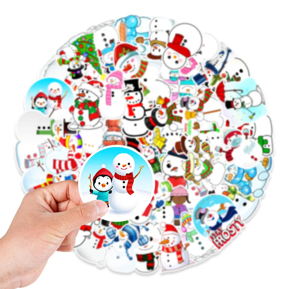 50PCS Christmas Snowman Graffiti Sticker Car Trunk Helmet Balancing Car Decoration Sticker