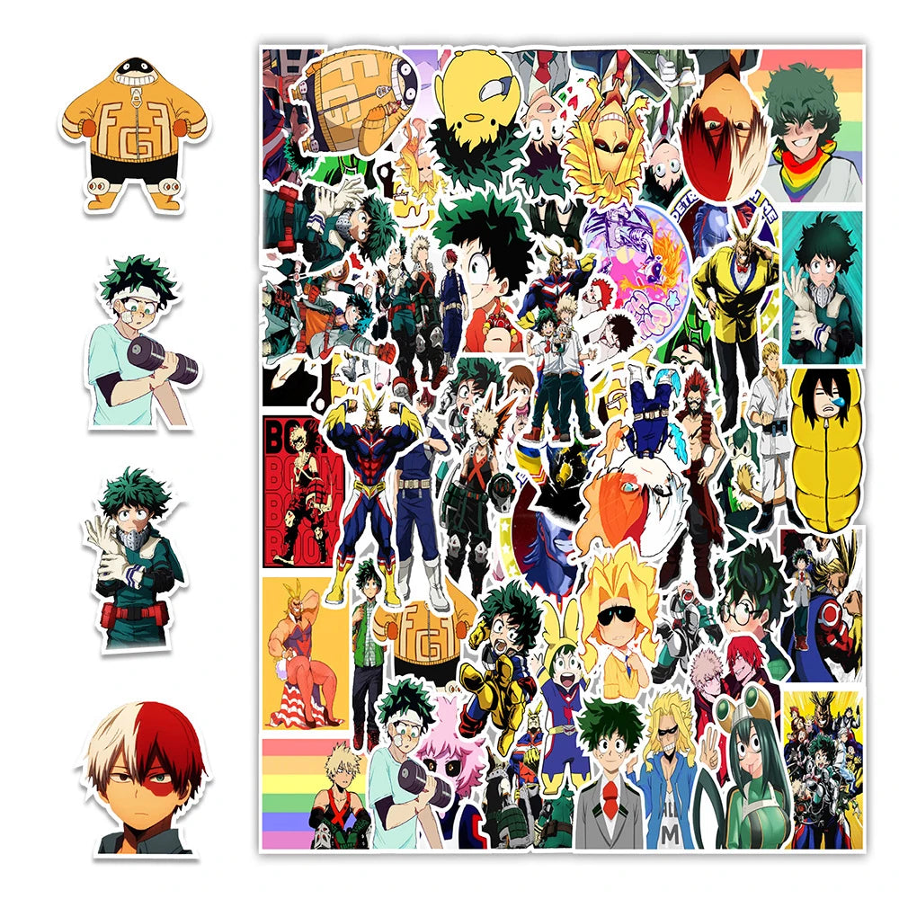 50PCS Anime My Hero Academia Sticker Computer Phone Water Cup Sticker Waterproof Sticker