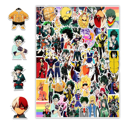 50PCS Anime My Hero Academia Sticker Computer Phone Water Cup Sticker Waterproof Sticker