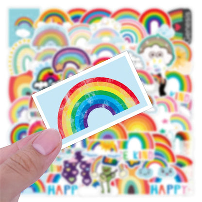 50 pieces of cartoon and fresh rainbow bridge cloud graffiti stickers, personalized DIY diary, suitcase, phone case, laptop decoration, waterproof sticker toys