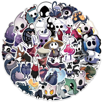 50PCS Game Hollow Knight Skateboard Notebook Graffiti Luggage Waterproof Cartoon Stickers Children's Toys
